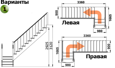 Лестница К-022м П с подступенками сосна (7 уп), Profi&Hobby