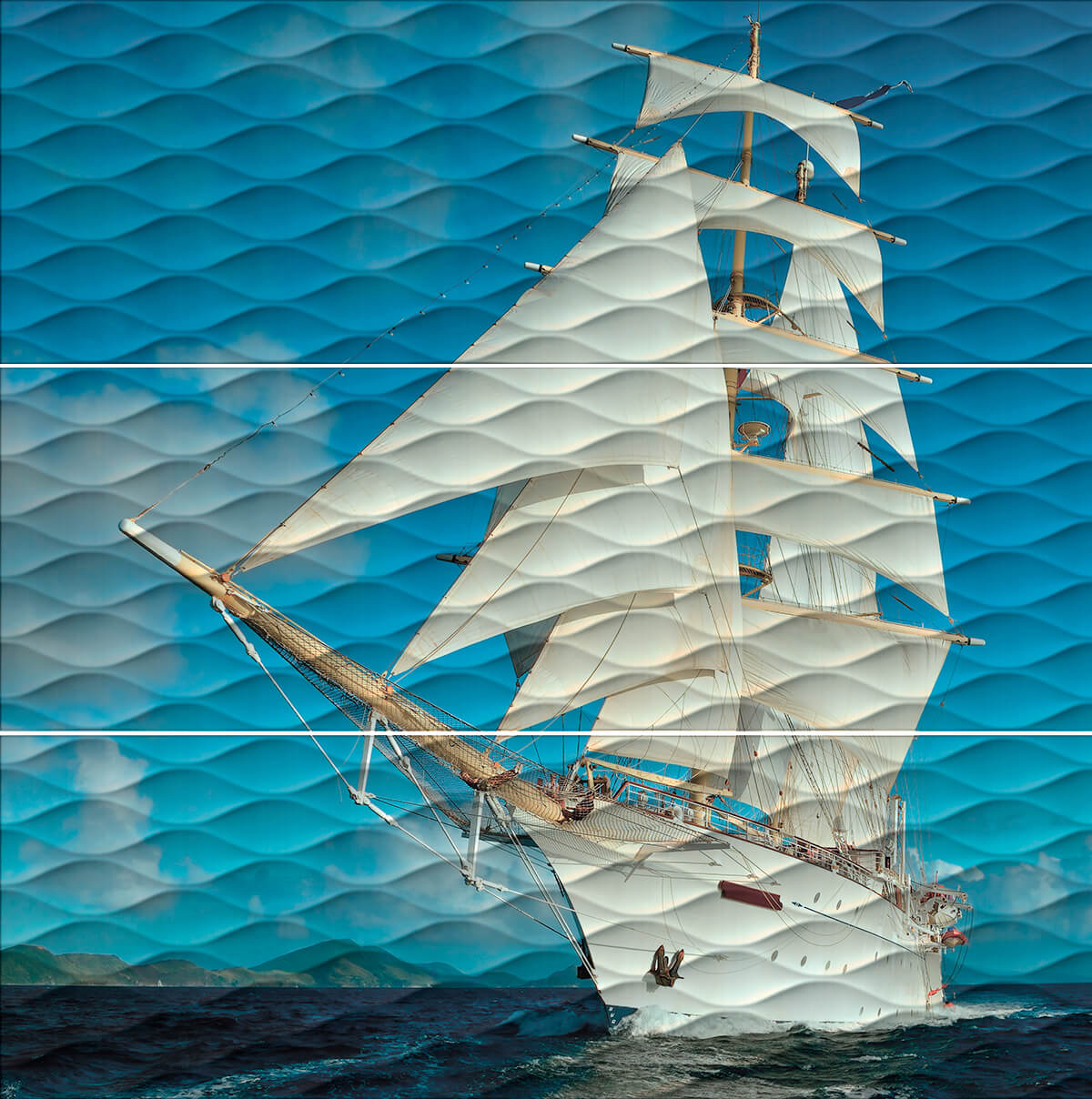 картинка ALD\A01\3х\13025R Майори Корабль панно из 3 част 30*89,5 Керама Марацци от магазина Плитбург 