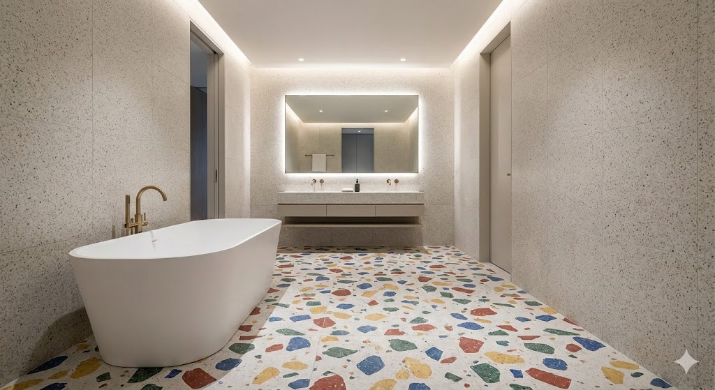 Современная ванная комната, облицованная керамогранитом терраццо.jpg