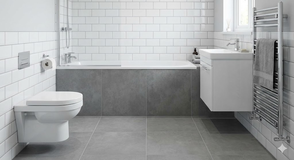 Практичное сочетание серого напольного керамогранита и светлой настенной плитки в санузле..jpg Практичное сочетание серого напольного керамогранита и светлой настенной плитки в санузле..jpg