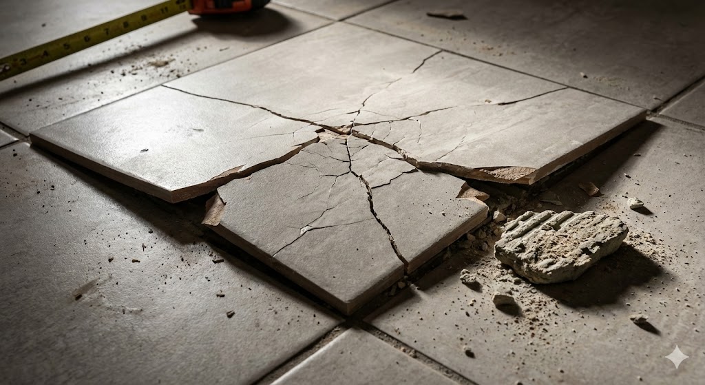 Вздувшаяся и треснувшая напольная плитка, уложенная без деформационных швов.jpg Вздувшаяся и треснувшая напольная плитка, уложенная без деформационных швов.jpg