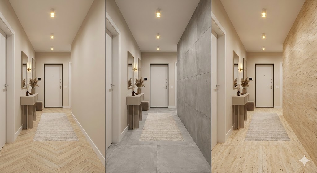 Коллаж из трех вариантов напольного покрытия для прихожей.jpg