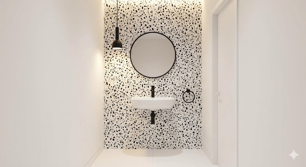 Интерьер санузла с акцентной стеной, облицованной плиткой терраццо.jpg