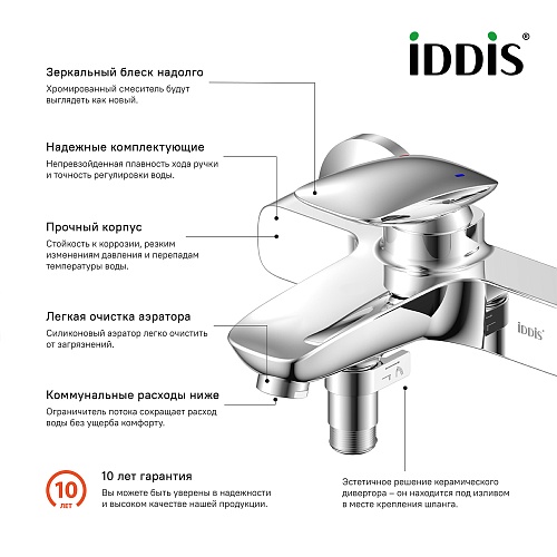 STOSB00i02WA Stone смеситель для ванны,Iddis