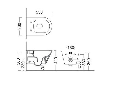 PLMR.wc.02 Унитаз PLAZA Modern подвесной безободковый, белый глянцевый , Kerama Marazzi