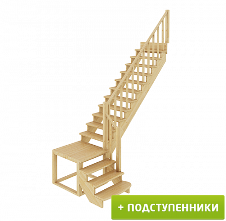 Лестница К-002м/1 П c подступенками сосна (6 уп), Profi&Hobby