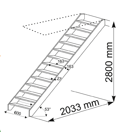 Лестница М-012у (без поручня), сосна (1 уп), Profi&Hobby