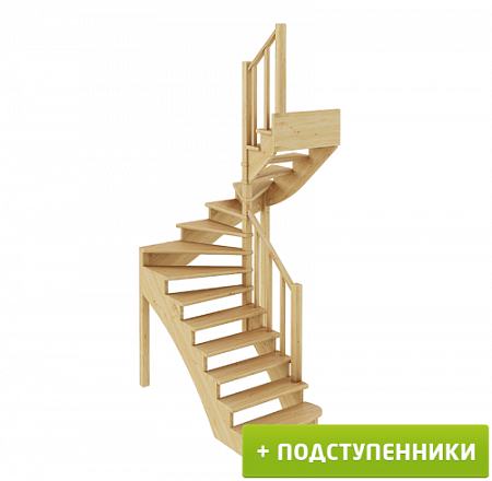 Лестница К-003м/3 П сосна с подступенками (6 уп), Profi&Hobby