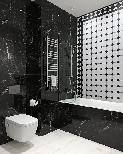 Коллекция метлахской плитки Стрельна белый/черный 30х30 Keramark (Керамарк)