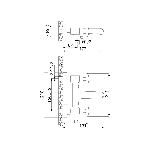 ACRSB02i02WA Acros смеситель для ванны, Iddis