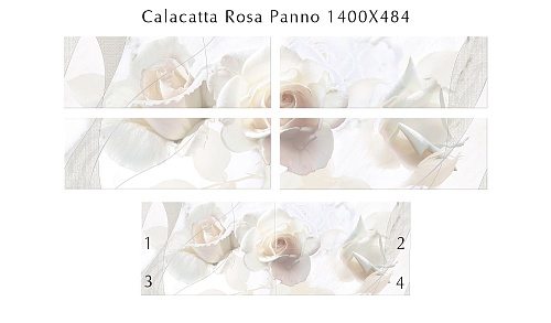 586482002 Calacatta (Калакáтта) Rosa (4 Шт) - 2 Комл 1с панно 48,4х140, Eletto (Azori)