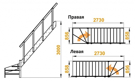 Лестница ЛС-14м П (с поручнем) сосна (2 уп), Profi&Hobby