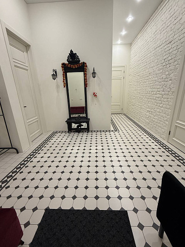 Коллекция метлахской плитки Петергоф К белый/черный 29,2х29,2, Keramark (Керамарк)