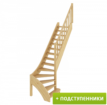 Лестница ЛС-07м/2 П с подступенками сосна (4 уп), Profi&Hobby