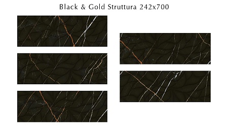 508171101 Black & Gold (Блэ́к Энд Го́лд) Struttura плитка для стен 24,2х70, Eletto (Azori)