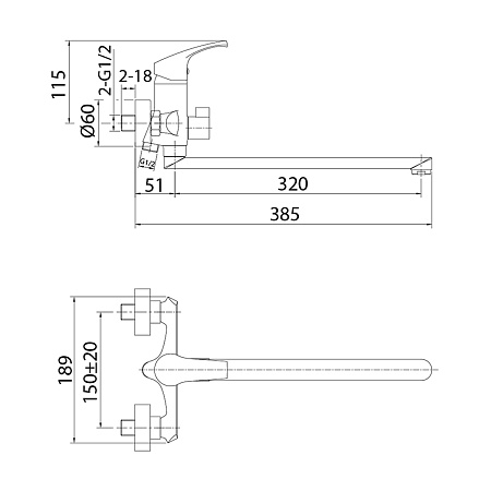 STESB02M10 Sterm смеситель для ванны с длинным изливом, Milardo