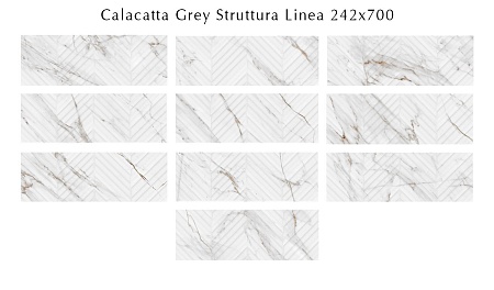 509231101 Calacatta Grey (Калакáтта Грэй) Struttura Linea плитка для стен 24,2х70, Eletto (Azori)