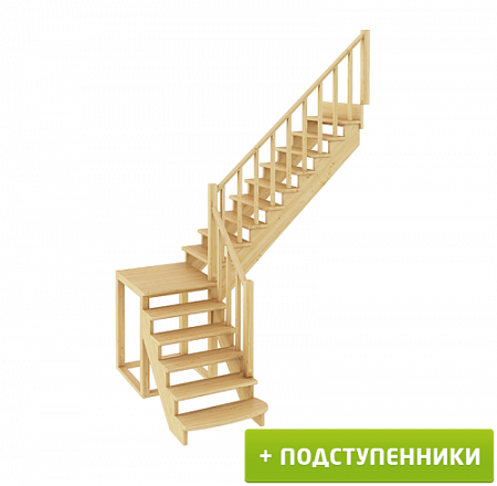 Лестница К-002м/3 П сосна с подступенками (6 уп), Profi&Hobby