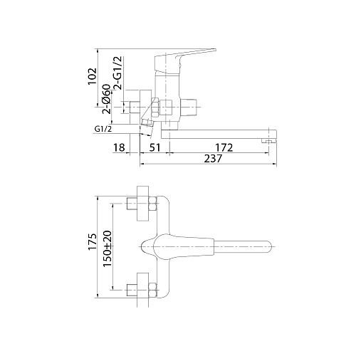 HELSB02M02 Helic смеситель для ванны, Milardo