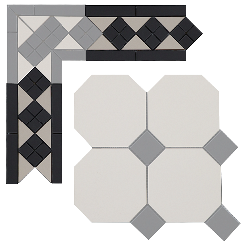 Бордюр метлахской плитки Петергоф кофе с молоком (005/013) 30,9х15,8, Keramark (Керамарк)