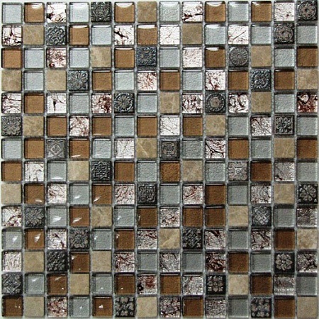 Fantasy мозаика стеклянная с камнем 30,6х30,6, Bonaparte (Бонапарт)