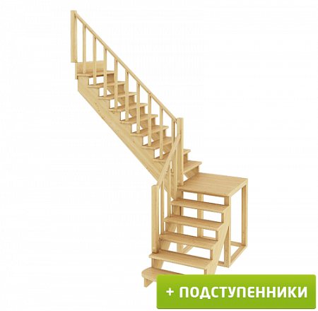 Лестница К-002м/2 Л c подступенками сосна (6 уп), Profi&Hobby