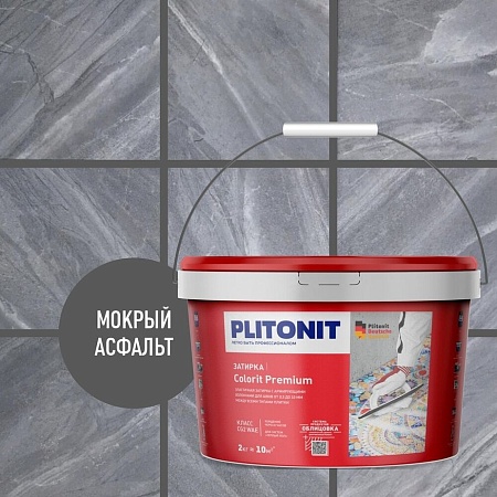 Затирка цементная Colorit Premium (мокрый асфальт) 2 кг, Плитонит
