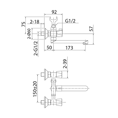 TRISB02M02 Tring смеситель для ванны, Milardo