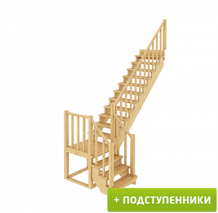 Лестница К-022м П с подступенками сосна (7 уп), Profi&Hobby