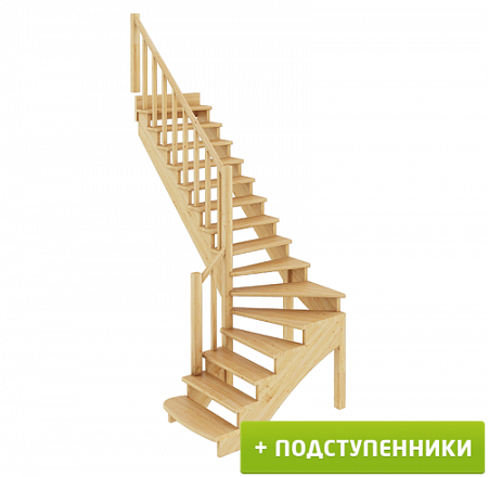 Лестница К-001м/4 Л c подступенками сосна (7уп), Profi&Hobby