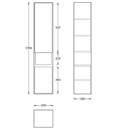 PLB.M.170\WHT Пенал PLAZA Modern подвесной 170 белый 2 дверцы push, Керама Марацци