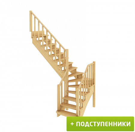 Лестница К-021м Л с подступенками сосна (7 уп), Profi&Hobby