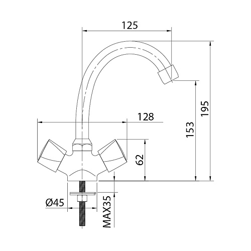 TRISB00M01 Tring смеситель для умывальника, Milardo