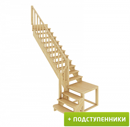 Лестница К-002м/1 Л c подступенками сосна (6 уп), Profi&Hobby