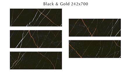 508111201 Black & Gold (Блэ́к Энд Го́лд) плитка для стен 24,2х70, Eletto (Azori)