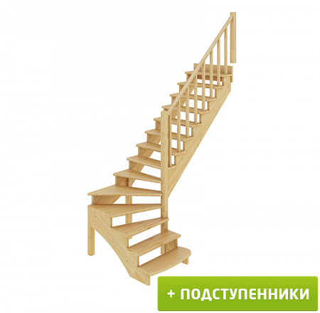 Лестница К-001м/1 П c подступенками сосна (6уп), Profi&Hobby