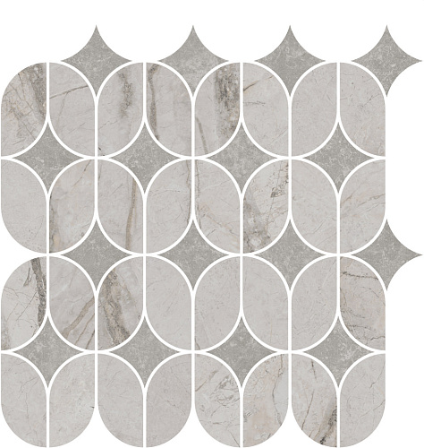 Декор KMD2HID004BR Ифран наборный серый светлый глянцевый обрезной 30x32,5x0,9, Kerama Marazzi (Керама Марацци)