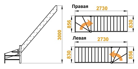 Лестница ЛС-14м П (без поручня) сосна (2 уп), Profi&Hobby