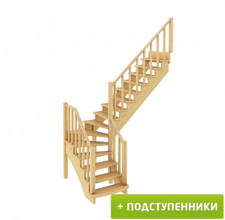 Лестница К-021м П с подступенками сосна (7 уп), Profi&Hobby