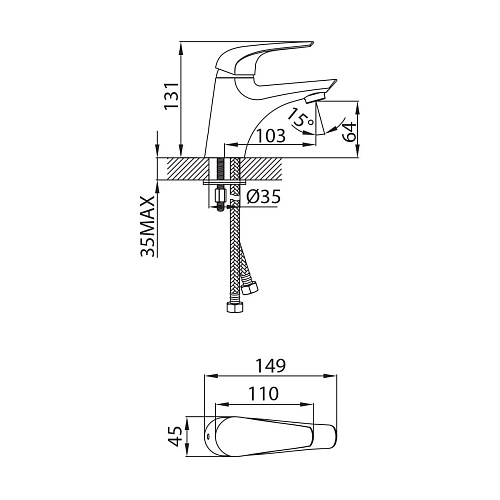 BA16209C Baffin MIСмеситель для умывальника, Milardo