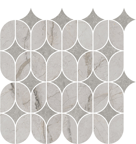 Декор KMD2HID004BR Ифран наборный серый светлый глянцевый обрезной 30x32,5x0,9, Kerama Marazzi (Керама Марацци)