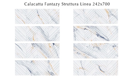 509241101 Calacatta Fantasy (Калакáтта Фэ́нтэзи) Struttura Linea плитка для стен 24,2х70, Eletto (Azori)