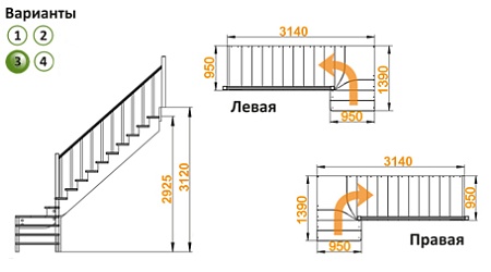 Лестница К-031м/3 П сосна (5 уп.), Profi&Hobby