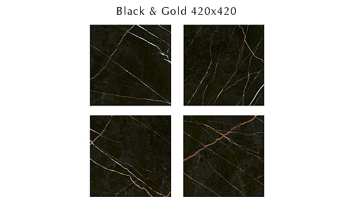 508113001 Black &amp; Gold (Блэ́к Энд Го́лд) плитка для пола 42х42, Eletto (Azori)