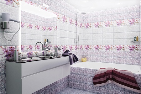 126882 Виолет (Violet) глянцевая плитка для стен 20х45, Pieza ROSA