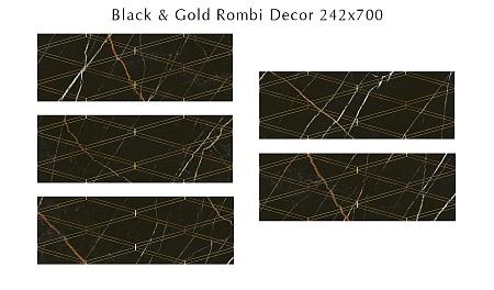 588112001 Black & Gold (Блэ́к Энд Го́лд) Rombi декор 24,2х70, Eletto (Azori)