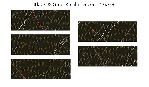 588112001 Black &amp; Gold (Блэ́к Энд Го́лд) Rombi декор 24,2х70, Eletto (Azori)