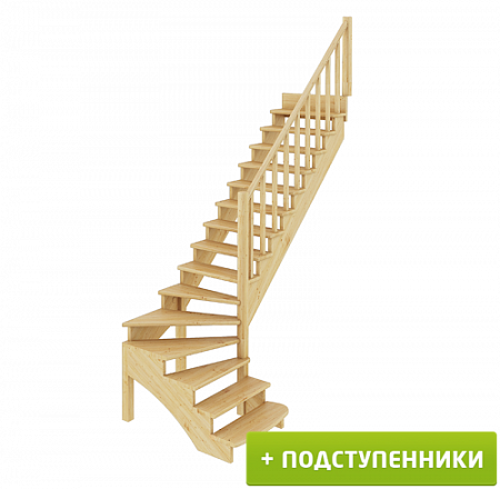 Лестница К-001м/3 П c подступенками сосна (6уп), Profi&Hobby