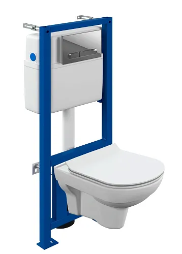 Комплект CITY CO DPL EO slim инсталляция LINK PRO кнопка ESTETICA пластик хром глянцевый​ A64121, Cersanit