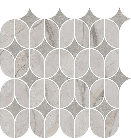 Декор KMD2HID004BR Ифран наборный серый светлый глянцевый обрезной 30x32,5x0,9, Kerama Marazzi (Керама Марацци)